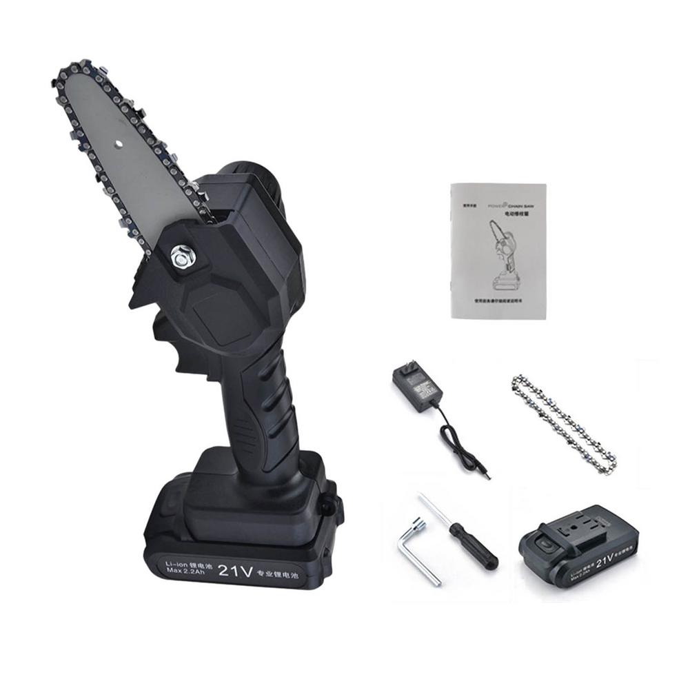 4-inch Chainsaw Blade/guide For 21V Lithium Battery Portable Electric Pruning Saw Rechargeable Garden Saw Woodworking One-Handed: EU A electric charge