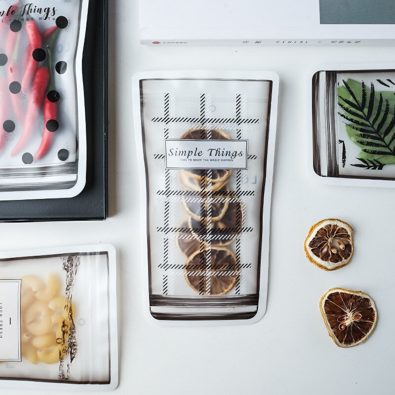 4pcs/Set Zip Lock Reusable Ziplock Bag Leakproof Containers Stand Up Food Snack Bag Kitchen Organizer Freezer Bag Sandwich Bag