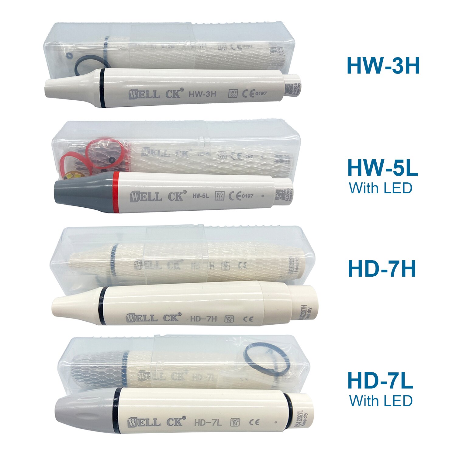 WELL CK Ultrasonic Piezo Scaler Handpiece HD-7H &amp; HD-7L LED Fit for SATELEC DTE Dental Ultrasonic Scalers