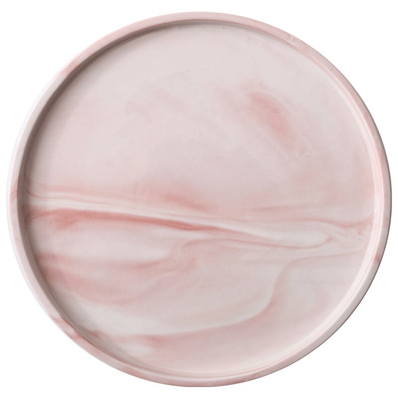 Luksus marmorplade lyserød blæk keramisk hjem dekorativ porcelæn leverer opbevaringsbakke dessert kagepande