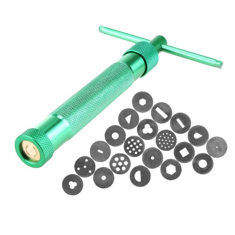 Clay Extruder Zinc Alloy Sugar Paste Extruder Craft Gun with 20 Discs Sugar Craft Sculpt Polymer Mold Extruder Cake Tools: Green