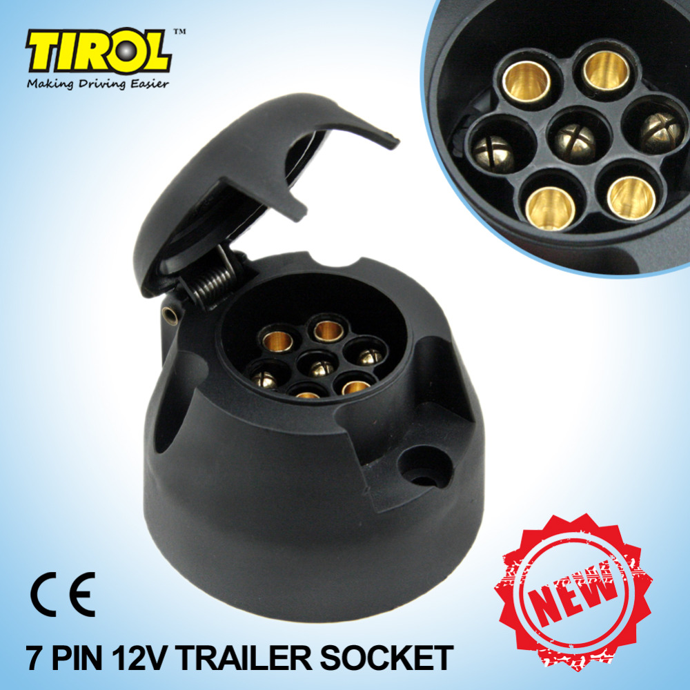 TIROL 7 Pin Trailer Socket Black frosted materials 7Pole Trailer Socket 12V Towbar Towing Socket N Type T22779a