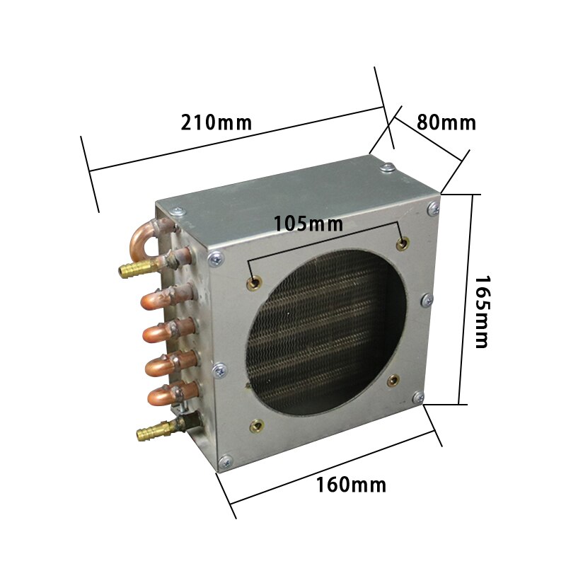 Radiador de condensador para congelador, refrigerador refrigerado por aire, con aleta de aluminio y tubo de cobre, intercambiador de calor con ventilador: E
