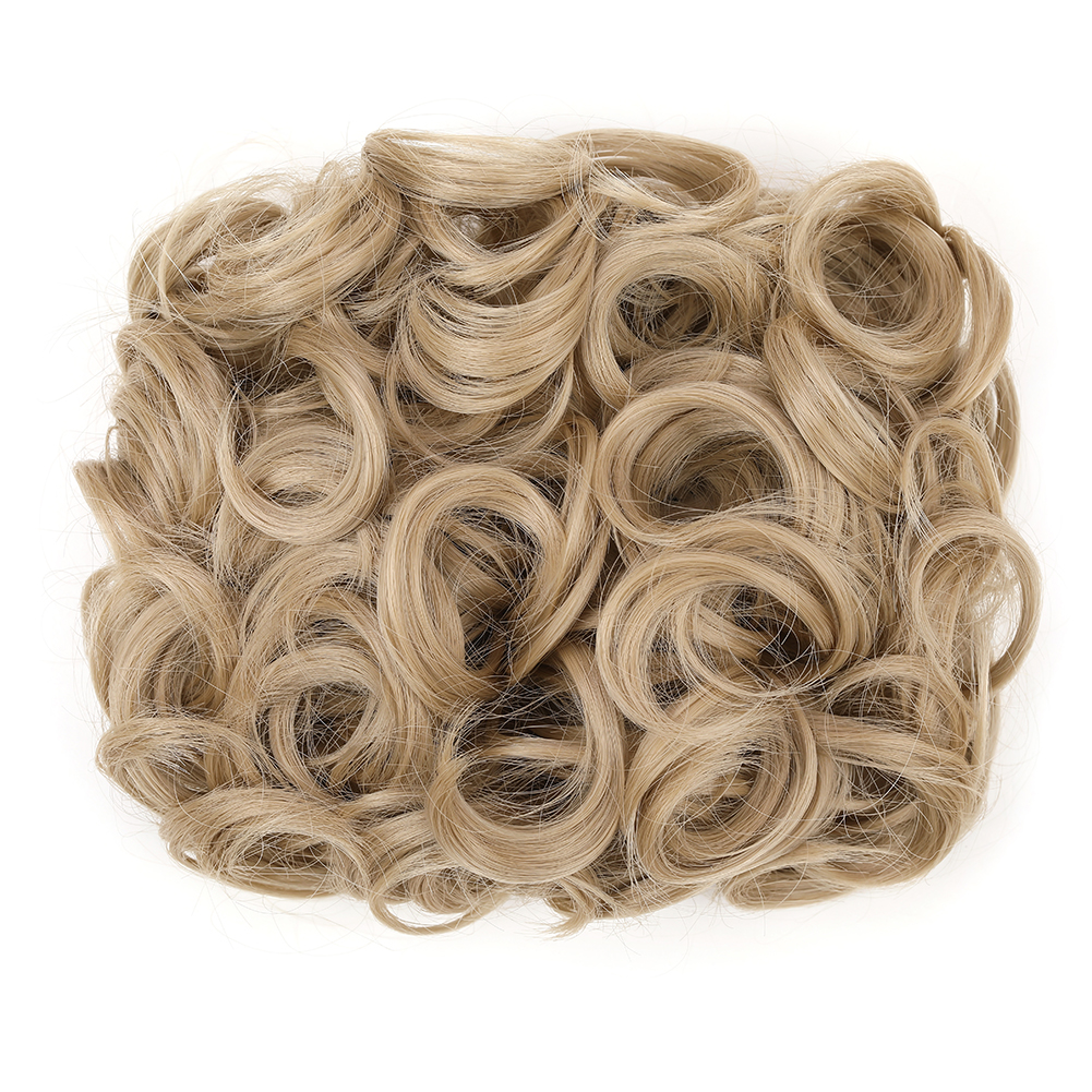 Coque bagunçado coque de cabelo premium sintético encaracolado prato de cabelo pentes de metal em elegante scrunchie bun extensão de cabelo para mulheres: 4/30HL