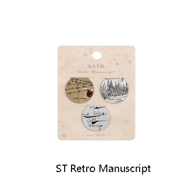 3 stks/set Vintange Magneet Bladwijzer Kawaii Bookmark Goud Verijdeld Boek Markers Kawaii Boek Marks Briefpapier voor Meisjes: ST Retro Manuscript