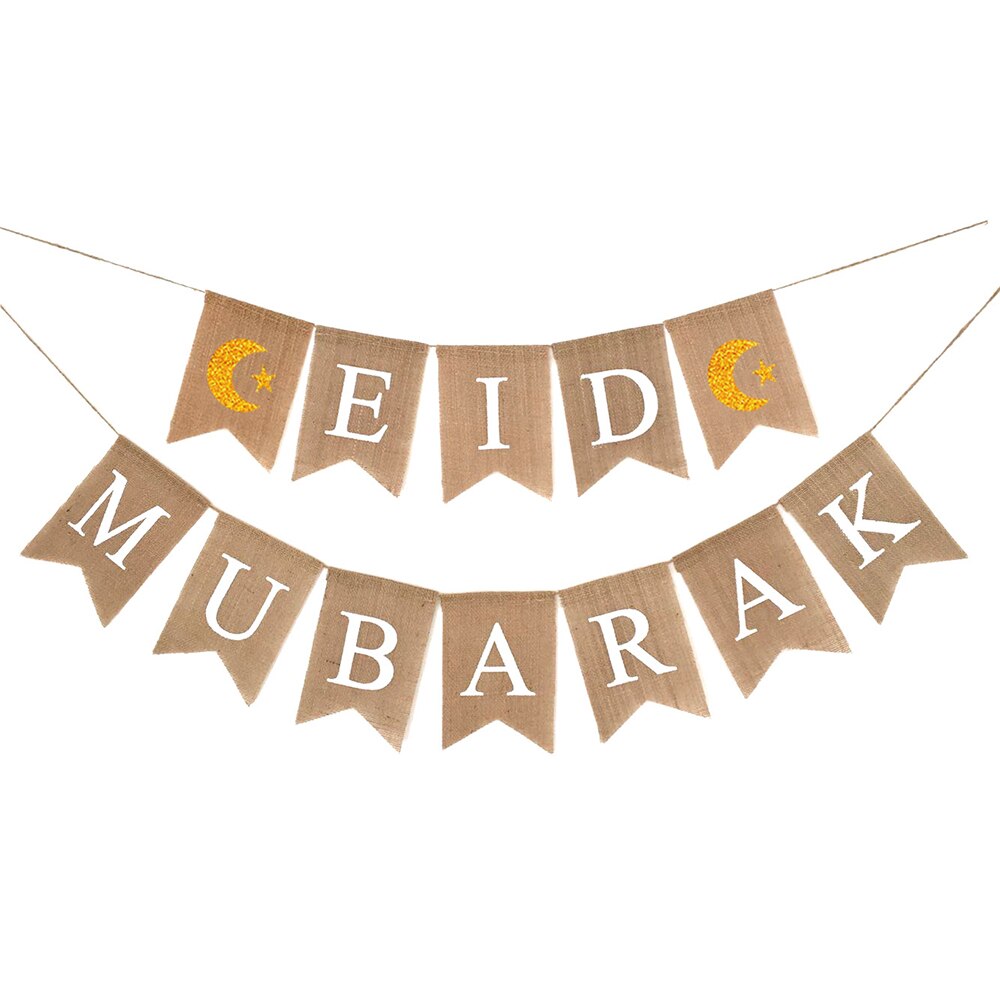 Eid Mubarak Banner With Islamic Golden Lantern Stok Vektör Sanatı & Altın - Tanı