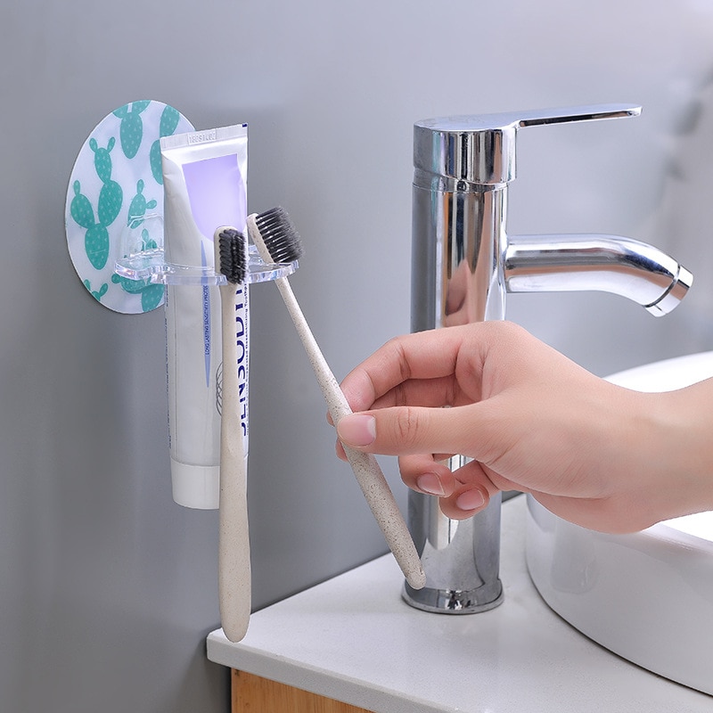 Multi-functional Toothbrush Rack Multi-slot Toothpaste Holder Disc Bathroom Hanging Wall-mounted Storage Rack Shelve