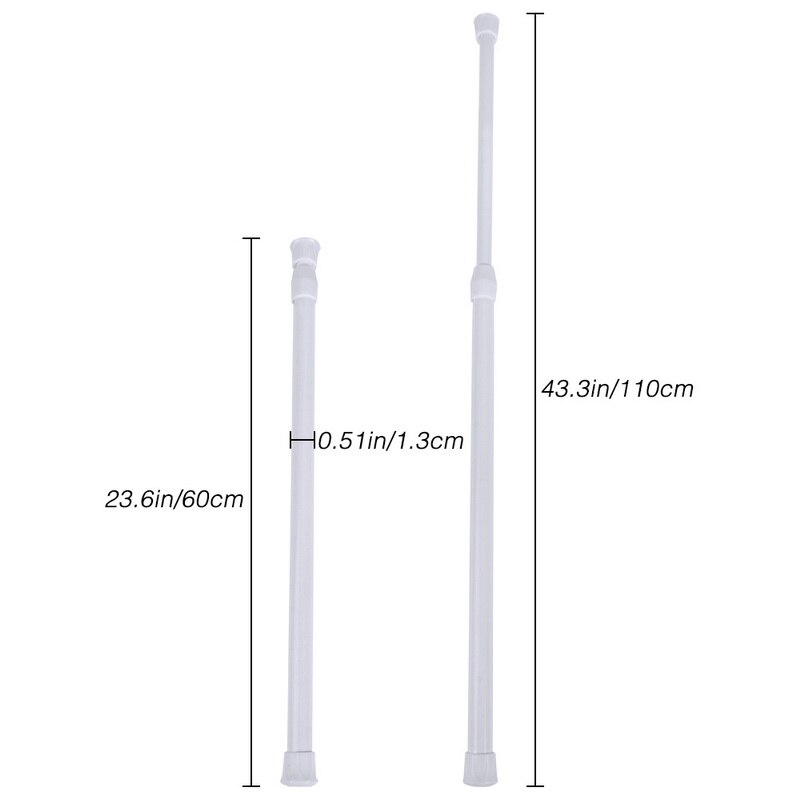 Bathroom Adjustable Curtain Rod Spring Loaded Extendable Telescopic Net Voile Tension Curtain Rail Pole Rod Rods 1pc*1: White 60-110