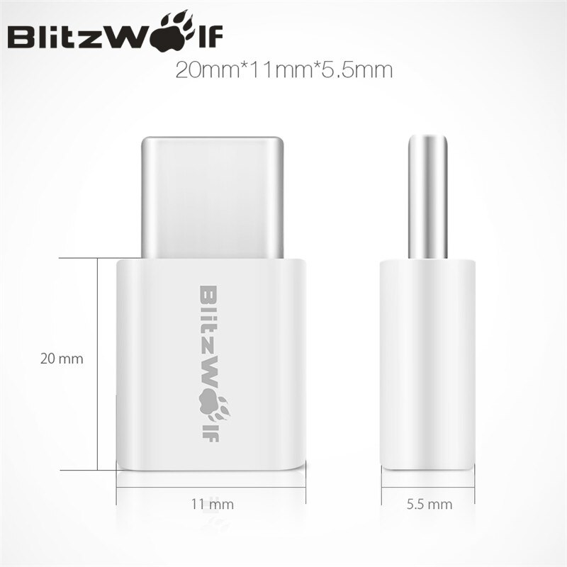 BlitzWolf BW-A2 2 stks/partij Micro USB naar USB Type-C USB C Adapter Man-vrouw Convert Connector Voor xiaomi Voor Huawei Telefoons