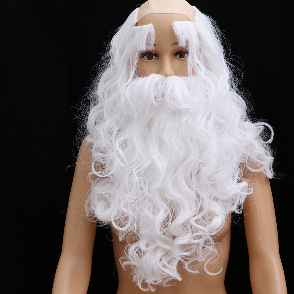 Santa Claus White Long Beard Eyebrows Wig Cosplay Headdress Props