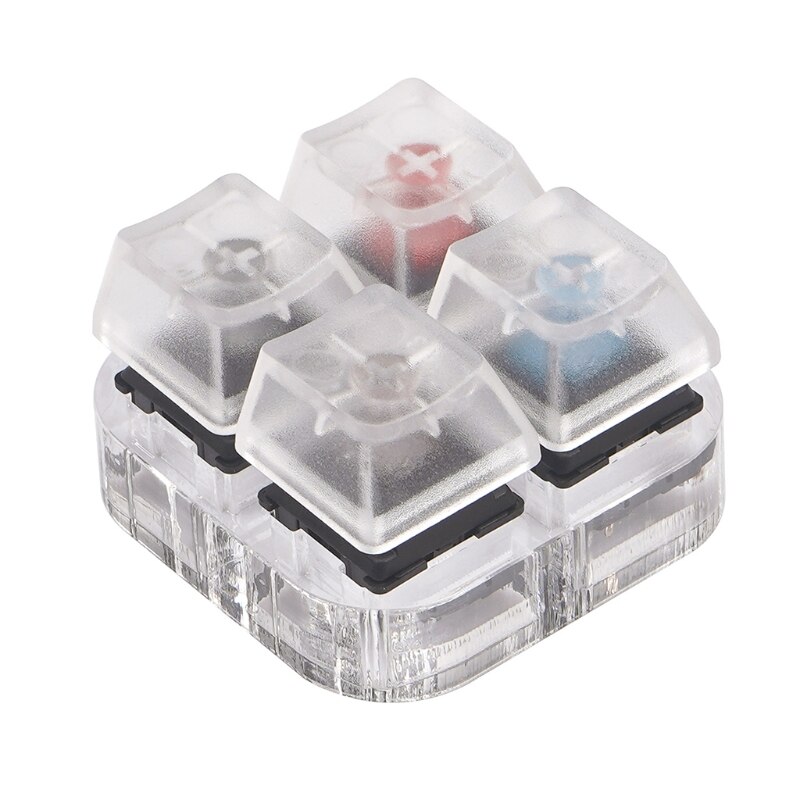 4 Key Caps Testing Tool Gateron MX Switches Keyboard Tester Kit Clear Keycaps Sampler PCB Mechanical Keyboard X6HA: four axis