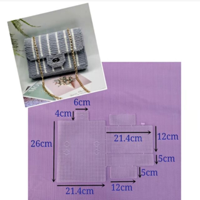 Hestesko taske mesh strikning foer vævning plast mesh ark tilbehør fløjl diy hok taske trim værktøj let strik hjælper: 6