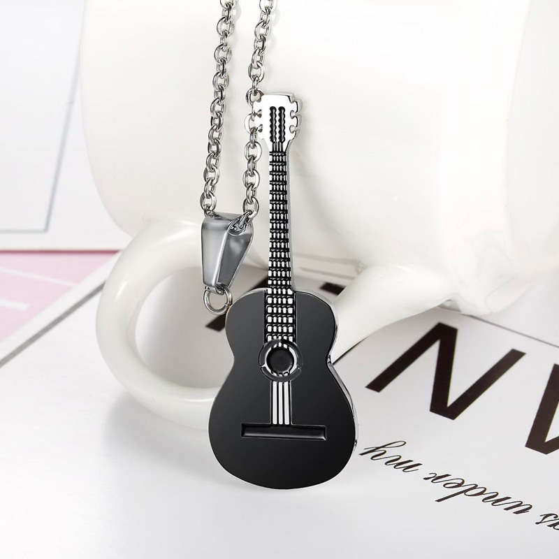 Gitaar Vorm 316L Rvs Ketting Voor Mannen Hangers Hiphop Rock Slide Muziek Element Kettingen Ketting Sieraden