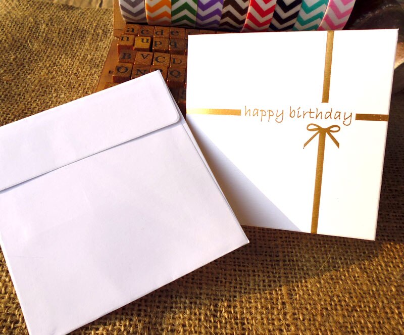 5sets Gold Red Embossed Handmade Happy birthday Folding Cards, Message Cards with Paper Envelopes Invitations Greeting Cards