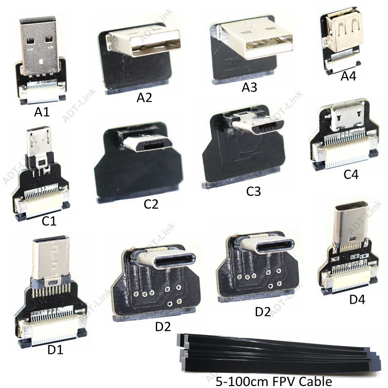 FPV Monitor Standard USB Typ-C Super Flache flexible FPC Lade Kabel 90 Grad USB-C Micro USB Band Kabel AV ausgang Schnur