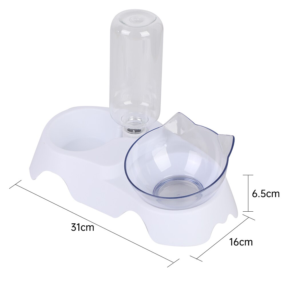 Voerbak voor huisdieren, dubbele voerbak voor katten met automatische waterdispenser, voerbak voor honden en katten, drinkbak voor katten, verhoogde staande voerbak: 7
