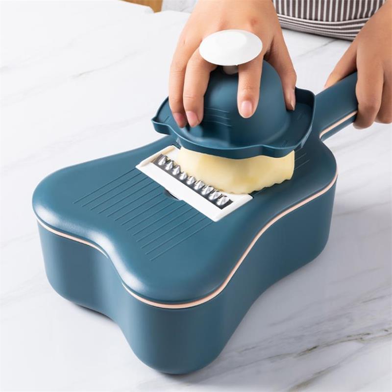 Keuken Handleiding Groente Fruit Cutter Slicer Mode Ukulele Multi Slicer Met Afvoer Mand Shredder Rasp Snijmachine Gratis Dunschiller