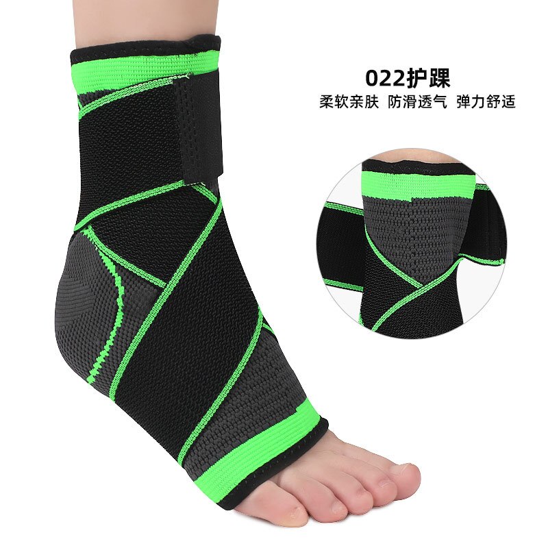 Tobillera de compresión antiesguince, vendaje transpirable, protector fijo, tejido de nailon, ajustable, para deportes: Black Green M(35-37) / M