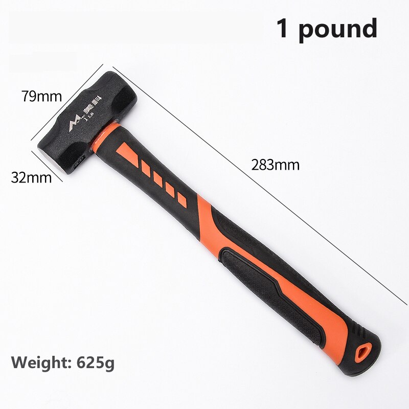 Pure steel octagonal hammer with a hammer and iron hammer to smash the wall with a solid piece of sledgehammer heavy hand hammer: 1  pound