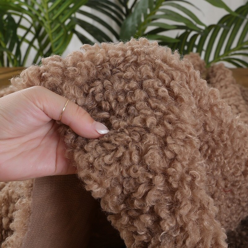 Soft and large-grained sheep curly wool thickened looped wool and lamb wool garment handmade Faux plush fabric for clothes