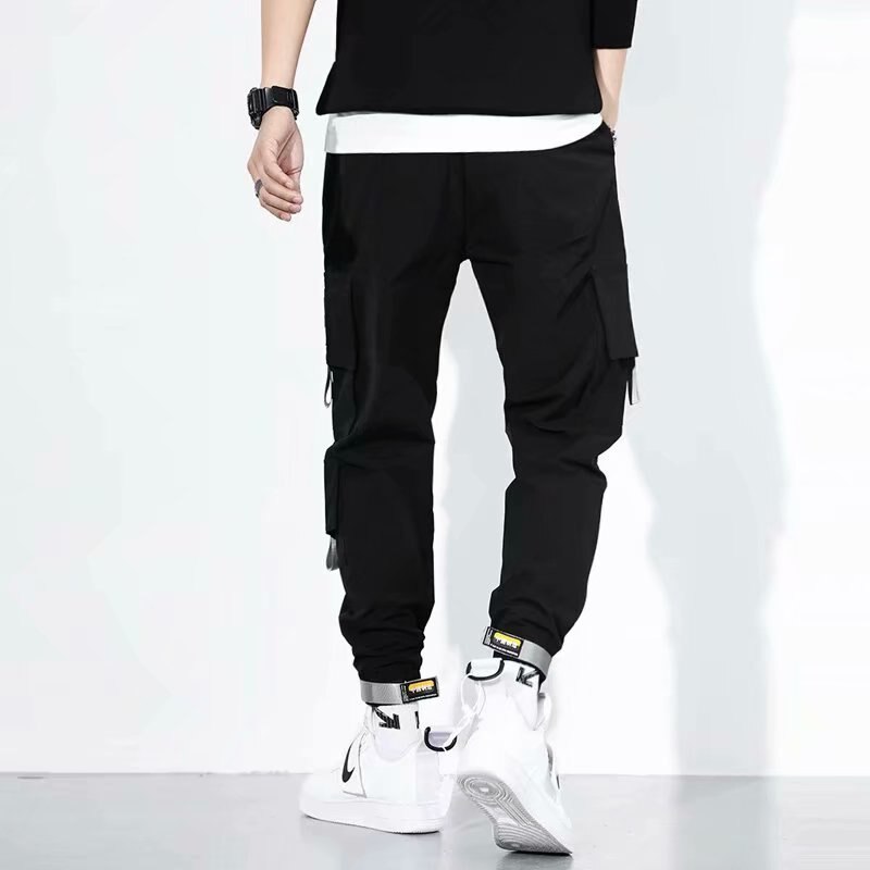 Los hombres cintas de bolsillos Cargo de harén pantalones Hip Hop Casual de hombre Tatical Joggers pantalones de de calle Casual Pantalones