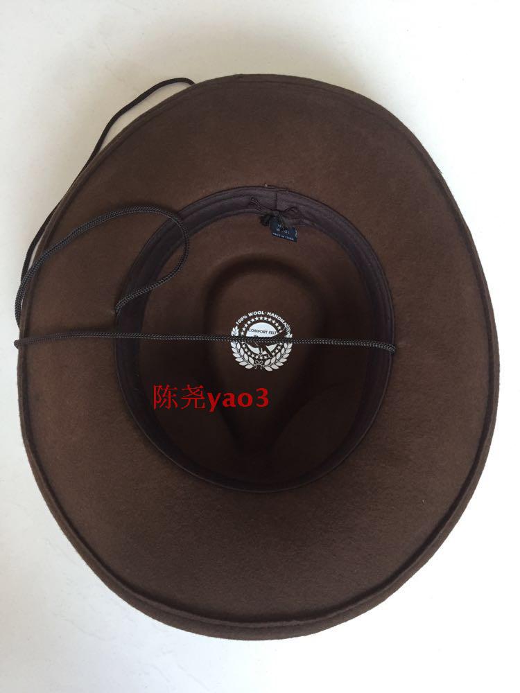 Sombreros de lana para hombre y adulto, sombrero de vaquero de ala ancha, Original, antiarrugas, B-9000