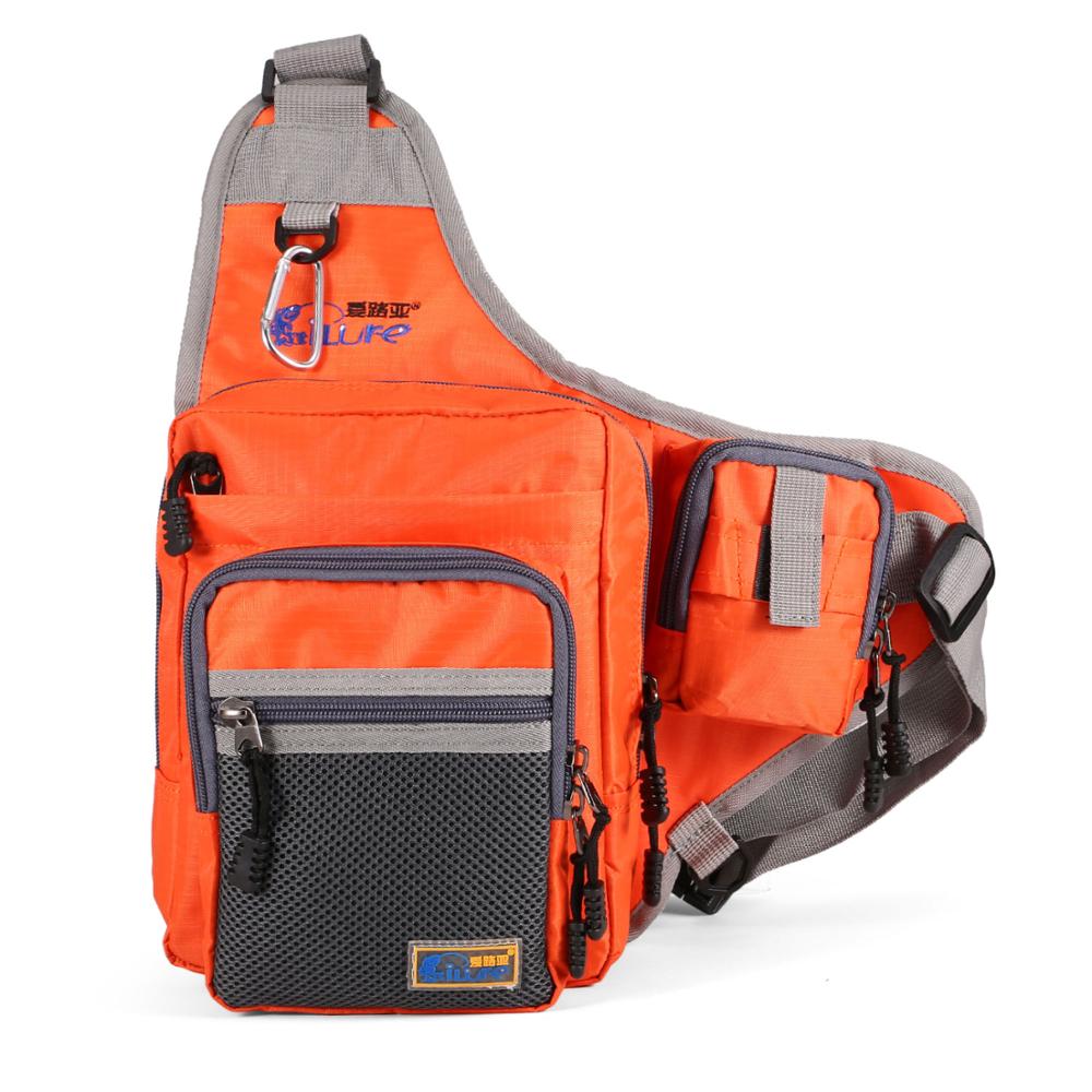 Ilure fisketaske vandtæt canvas fiskestang cover taske stor kapacitet fiskehjul lokke rygsæk udendørs skuldertasker box: Orange