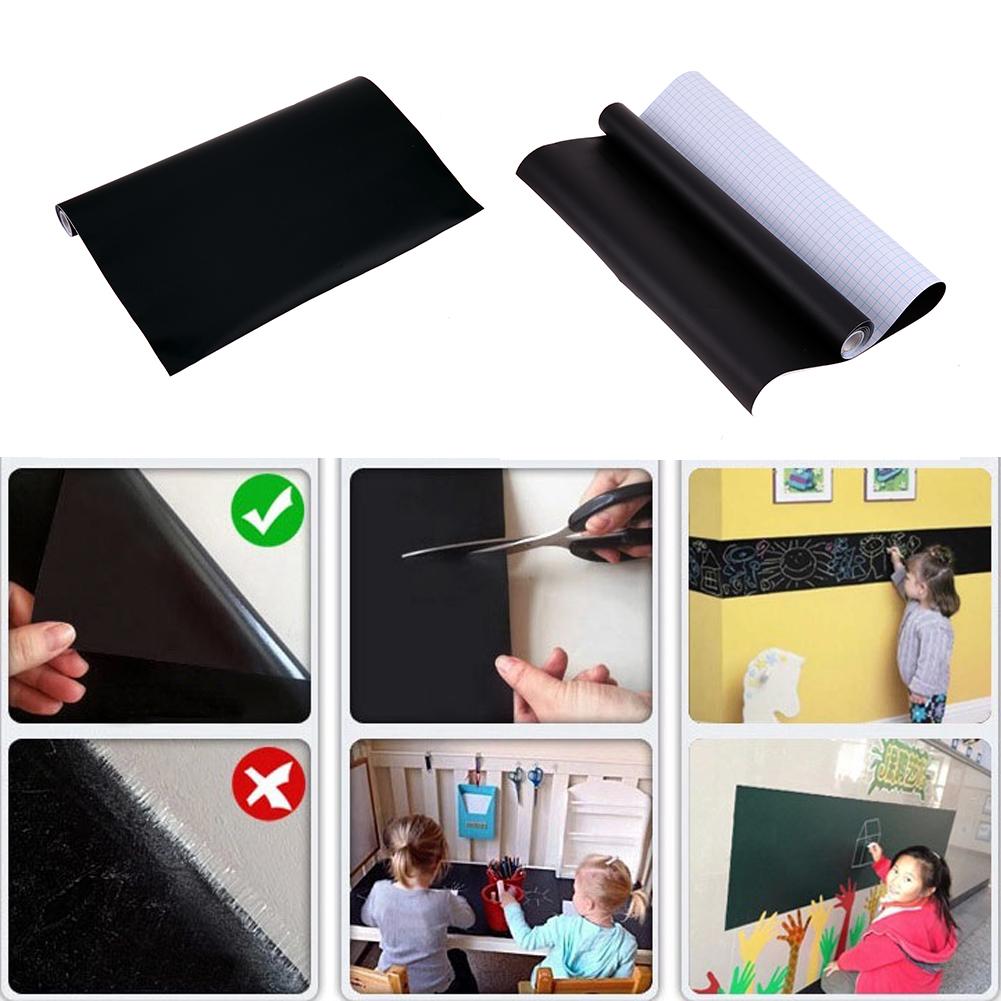 Krijtbord, memobord, bordfolie, zwart en grijs, PVC-vrij, magneetbord, beschrijfbaar, afwasbaar, magnetisch, zelfklevend, voor krijt en krijtstiften (zwart, 50 x 30 cm