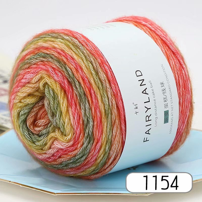 100g Rainbow Color Hand-woven Cotton Yarn Soft Crochet Thick Yarn For Hand Knitting Warm Sweater Sofa Cushion Scarf DIY: 1154