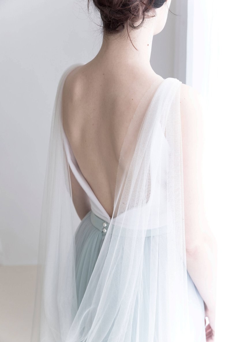 Plain Wedding Cape Sluier Bridal Schouder Sluier In Wit/Ivoor/Zwart/Champagne