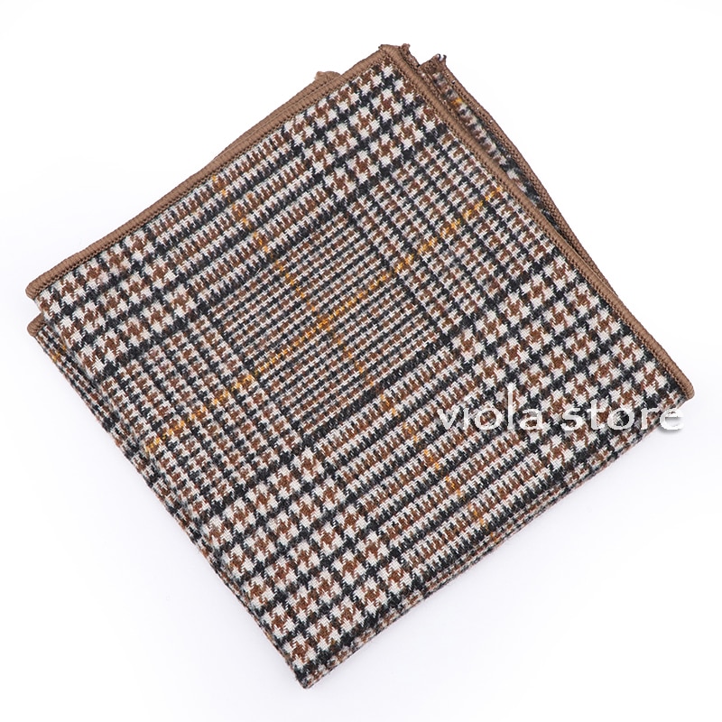 Klassisk plaid stribet blød 50% uld kashmir lomme firkantet 24cm herre jakkesæt hanky festlommetørklæde smoking slips matchende vinter