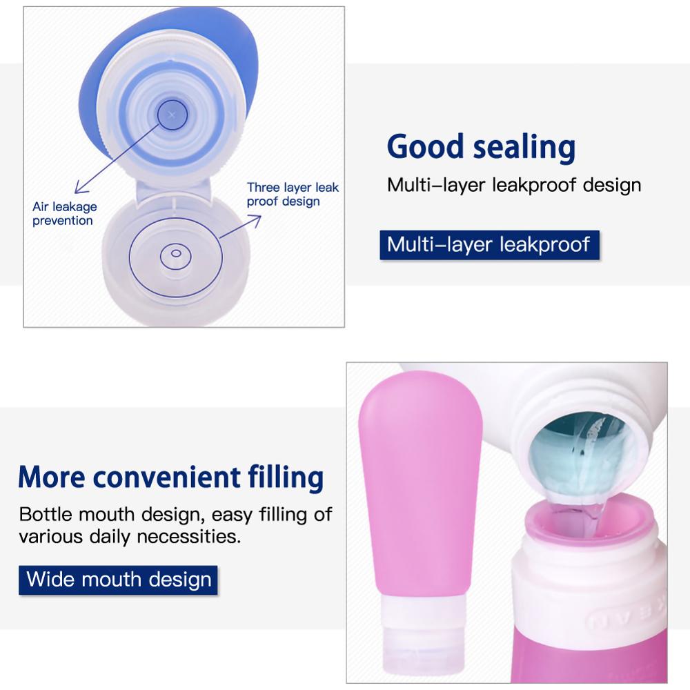 3 pièces/ensemble Silicone sous-bouteille voyage stockage sous-embouteillage Lotion cosmétique sous-emballage petit échantillon bouteille presser bouteille vide