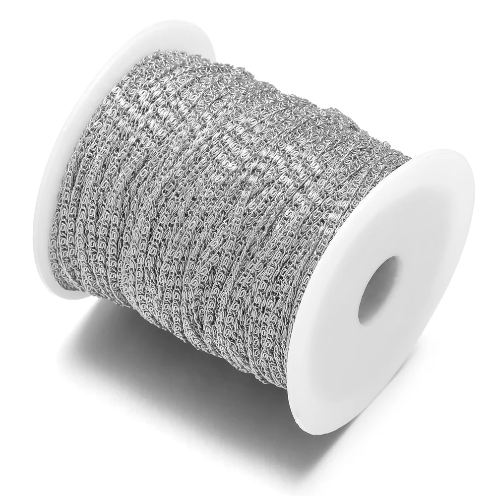 2 meter/parti forgyldt rustfrit stål 2mm brede kæder gør-det-selv smykkekæder til halskæde armbåndsfremstilling fund kæde i bulk: Sort