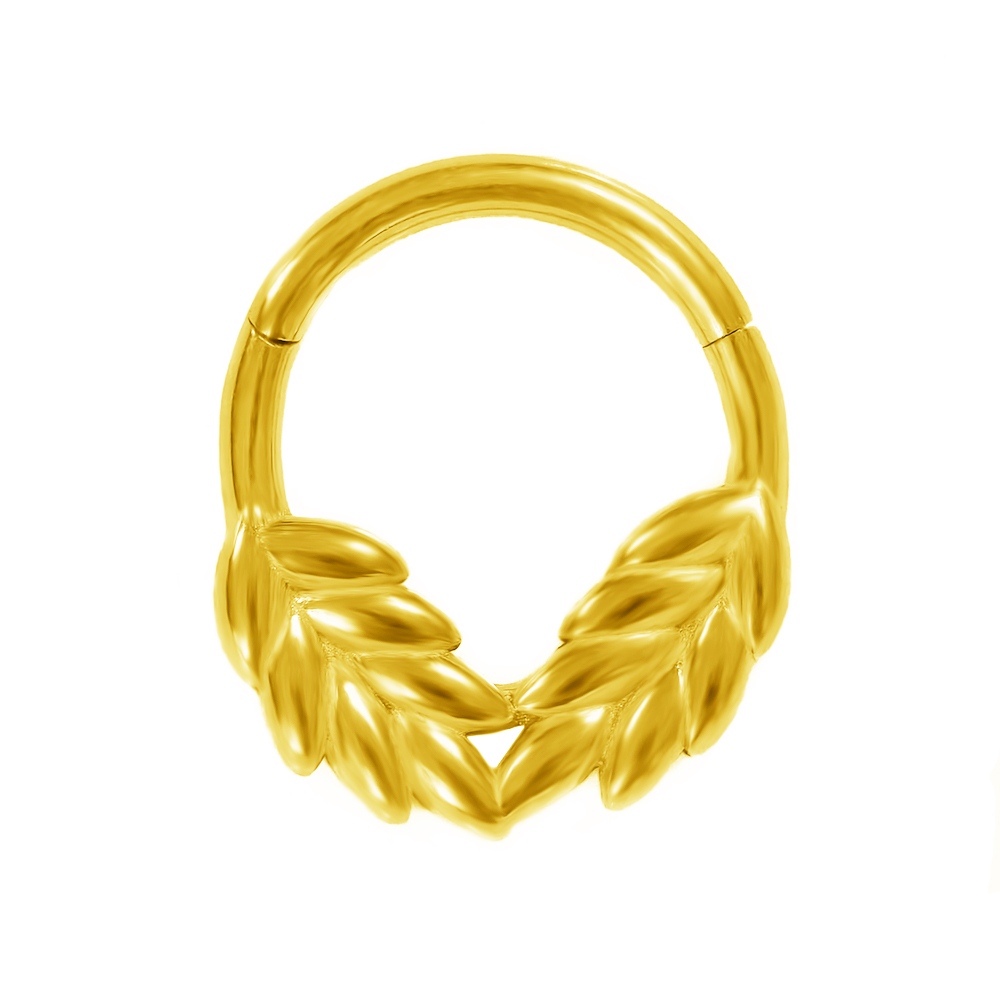 Wreath Septum Nose Ring Piercing Water Clicker 316L Stainless Steel Daith Clicker Helix Cartilage Earring BodyJewelry: SILVER PLATED