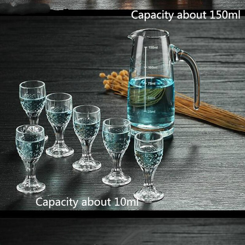 7PCS/lot European Glass Wine Glass Simple Household Glass Wine Set Sake Set Sake Bottle Drink Glass Set Crystal Bottle