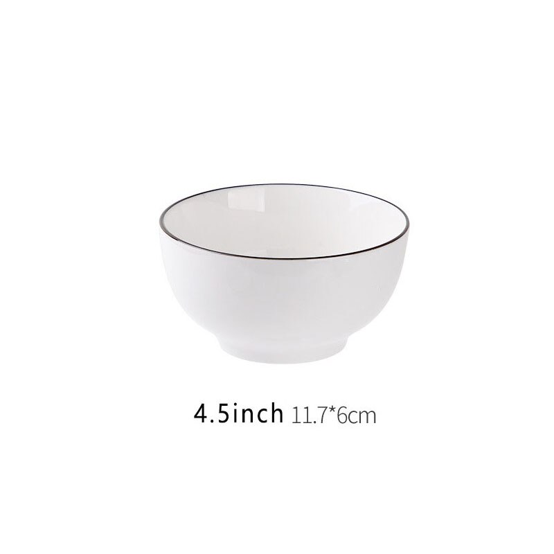 1pc vit mat tallrik uppsättning keramiska köks tallrik porslin set mat rätter ris sallad nudlar skål soppa kök kock verktyg: 4.5 tum