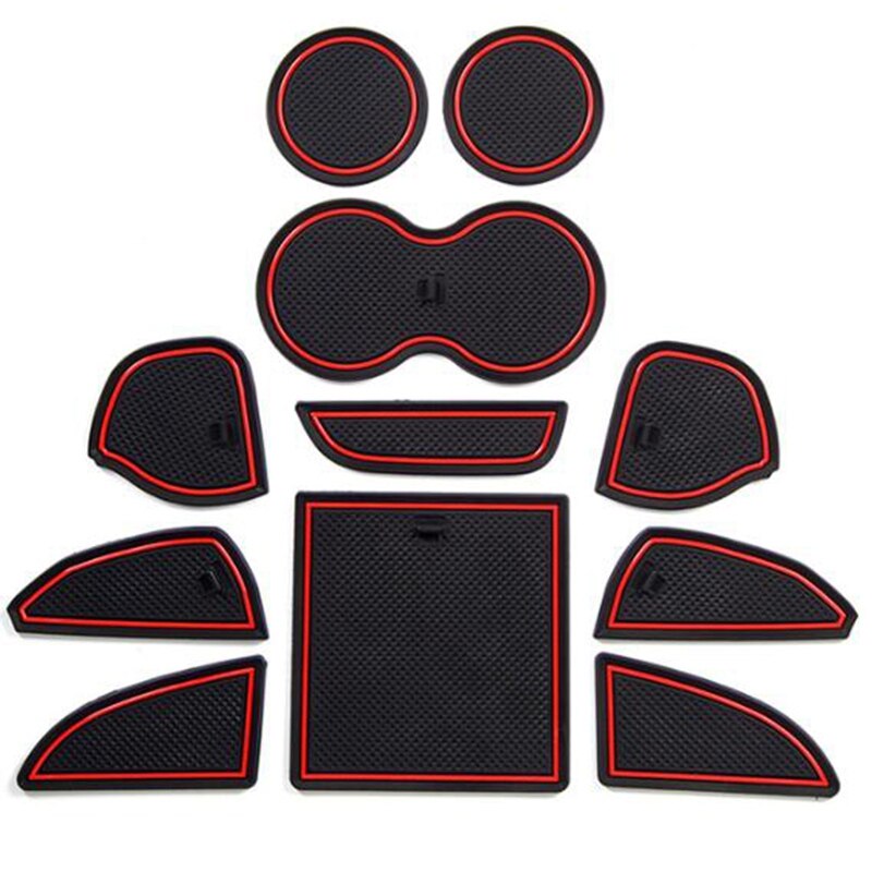 Fit kuppi, ovi, konsolivuoraustarvikkeet dodge challenger 11pc -sarjaan (tasainen musta)