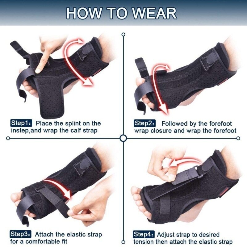 Zity 1pc justerbar elastisk plantar fasciit nattskena dorsal nattskena fot ortotisk stag