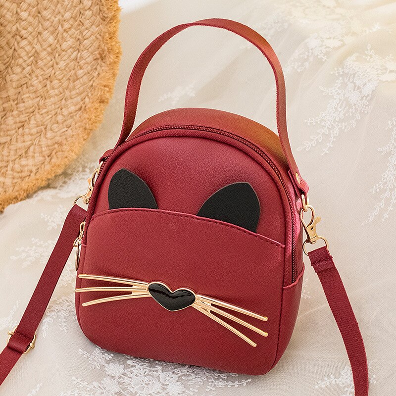 Cat students daily small backpack spring and summer Korean version of the shoulder messenger bag mobile phone bag XW-3063