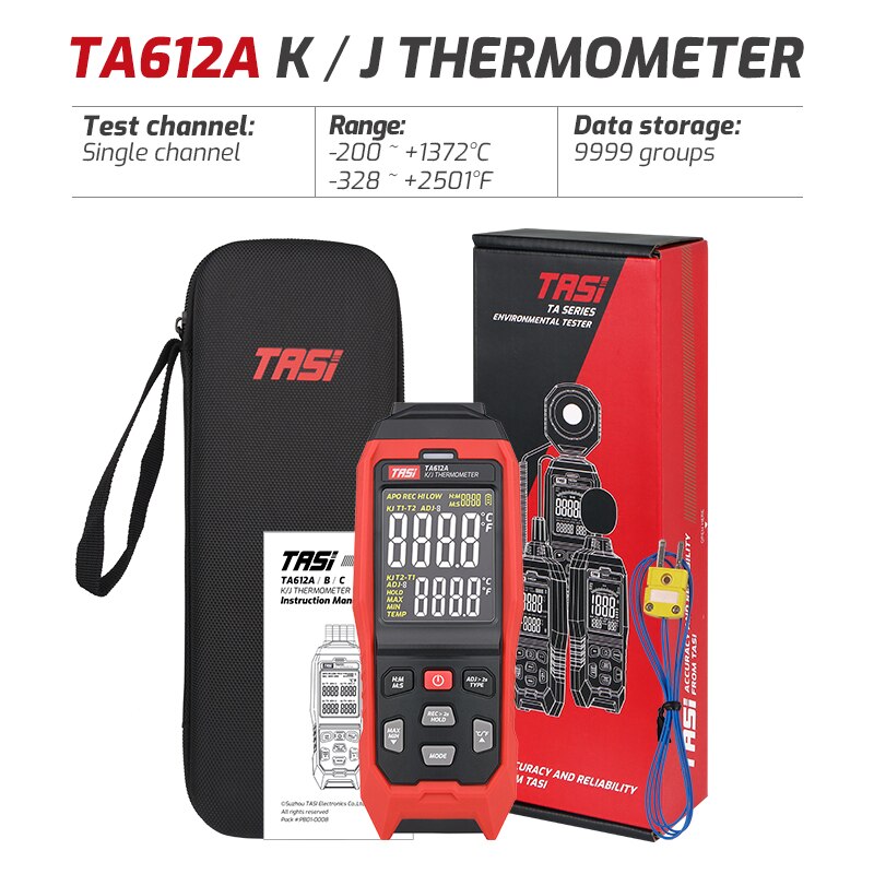 Termómetro termopar Digital TA612 A/B/C, medidor de temperatura de contacto, pantalla LCD, K/J, herramientas de medición C/ F: TA612A