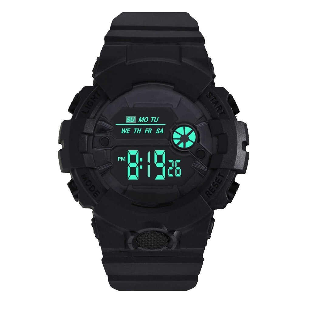 Mode Waterdichte Horloge Jongen Lcd Digitale Stopwatch Datum Rubber Sport Polshorloge Beweging Horloges: BK