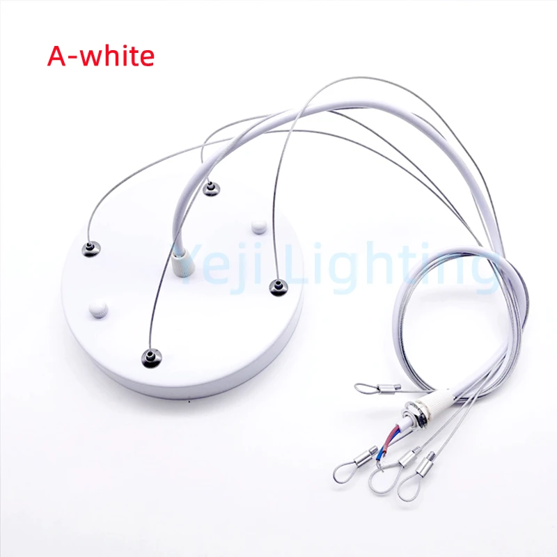 White Ceiling rose with steel wire Lamp Base Ceiling canopy steel cable wire Wire Rope Chandelier Retrofit Load-bearing Fittings: black / 2G7