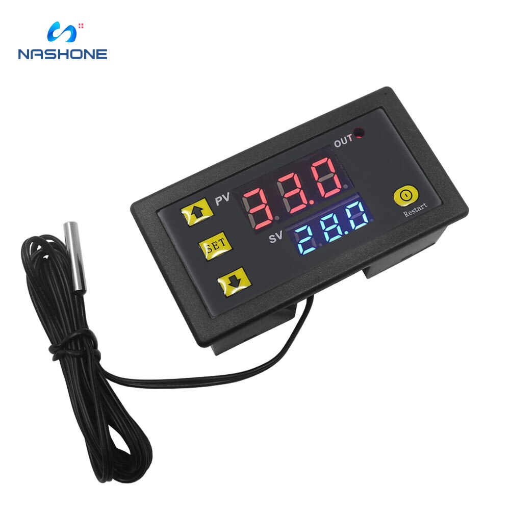 Nashone digital temperaturregulator med opvarmningskøling instrument led display  ac 110 220v dc 12v 24v 20a termostat