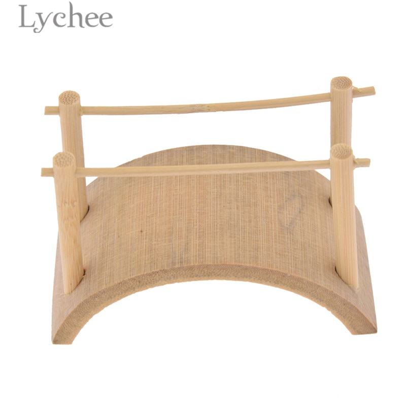 Lychee Zen Garden Bamboo Bridge Mini Arch Bridge Crafts Figurines Miniatures Home Decoration