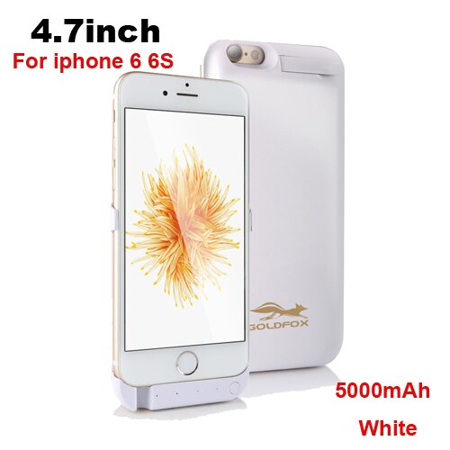 Draagbare Batterij Oplader Case Voor Iphone 6 6 Plus 5000/8000Mah Backup Power Bank Voor Iphone 6 6 4s Externe Batterij Powerbank Case: White for i6 i6s