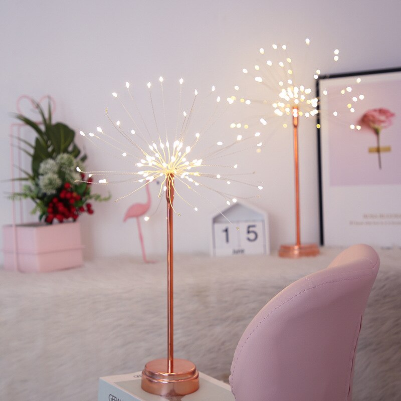LED Explosion Table Night Light Dandelion Shape Fireworks Light For Children Bedroom Wedding Christmas Party Decoration Lamp