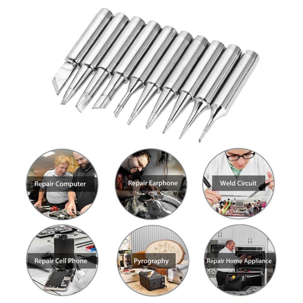 Meterk 10PCS Soldering Iron Tips Solder Tip Lead-free Screwdriver Iron Tip 900M-T-B Soldering Rework Station Tool Kit