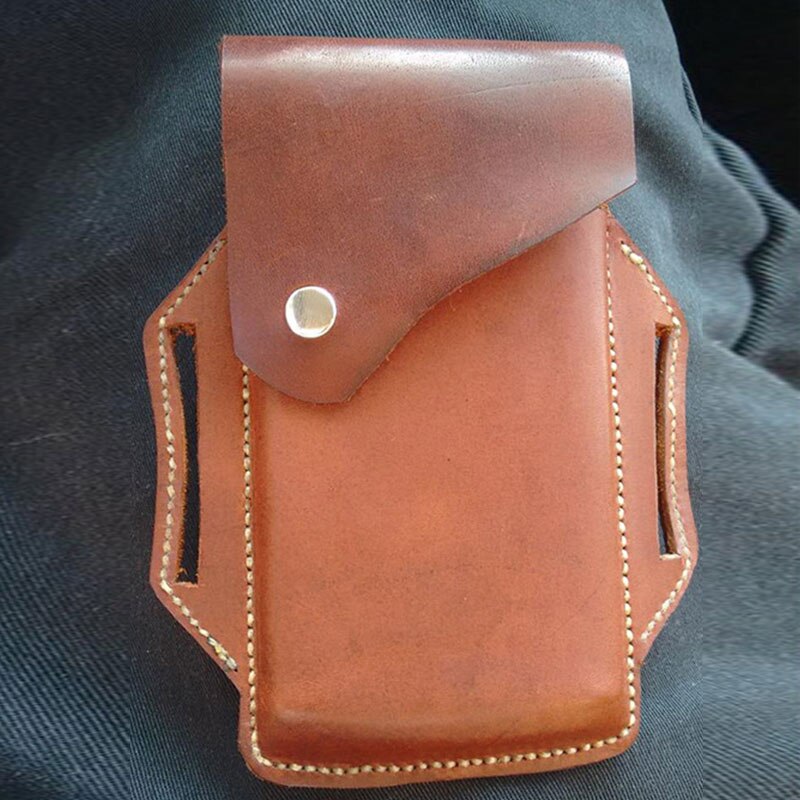 Esportes ao ar livre usar cinto saco do telefone móvel bolsos verticais multi-função anti-perdido esportes pendurado cintura bolso saco do telefone móvel: Marrom