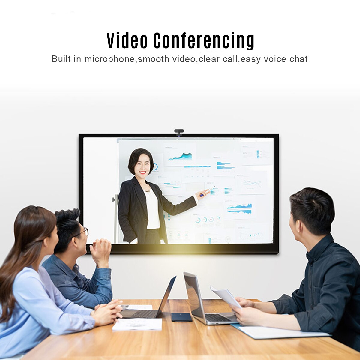 1080P HD Computer Camera Video Conference Camera Webcam 2 Mega Pixel Auto Focus 360° Rotation USB Plug & Play with Microphone