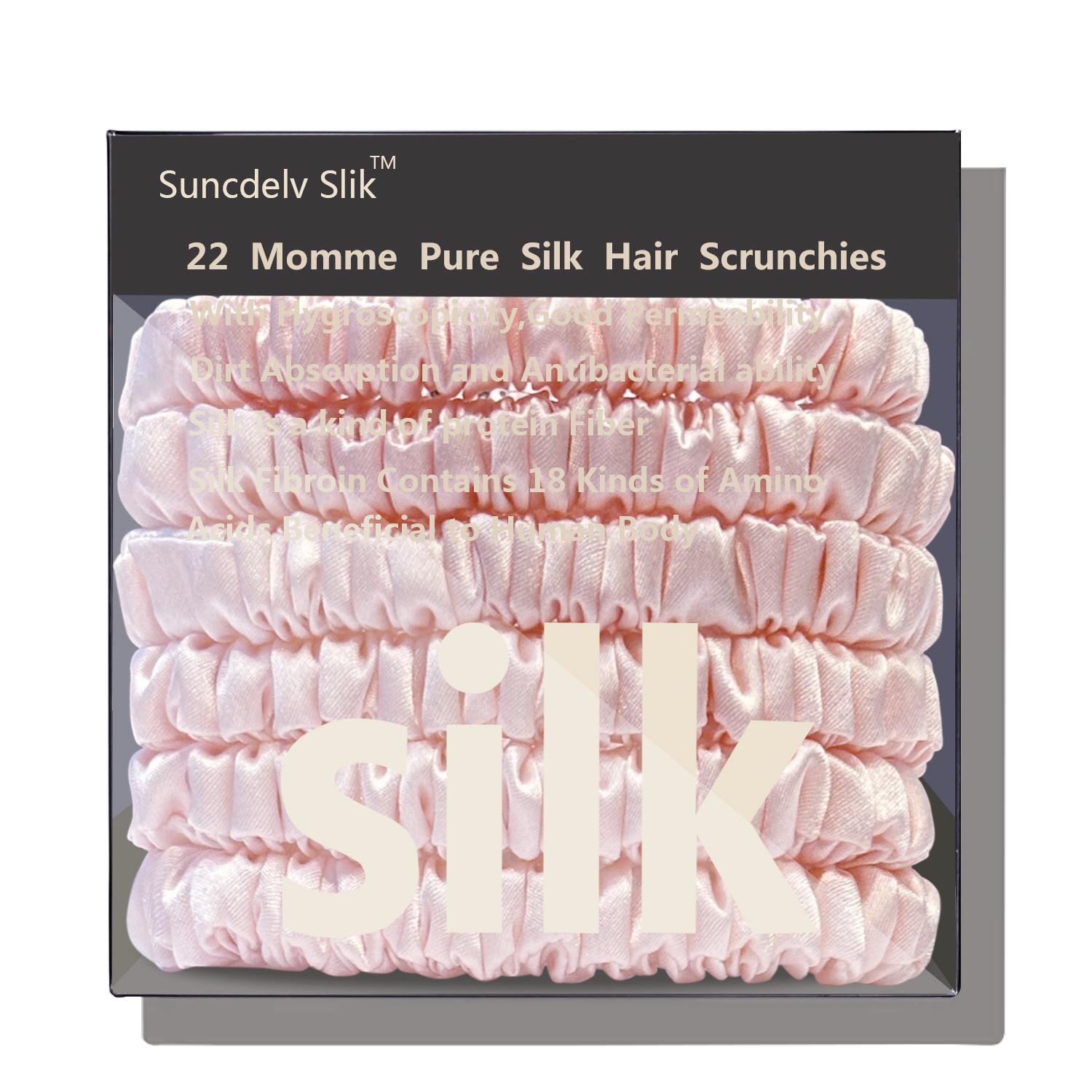 100% pura morera 6A seda pelo Scrunchie diademas hechas a mano mujeres niña accesorios para el cabello Color puro Natural HairTies caja 6 uds: Color vino